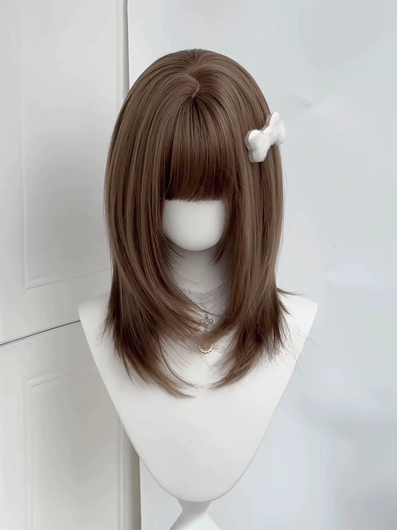 Honey tea brown layered collarbone-length wig - additional view 3