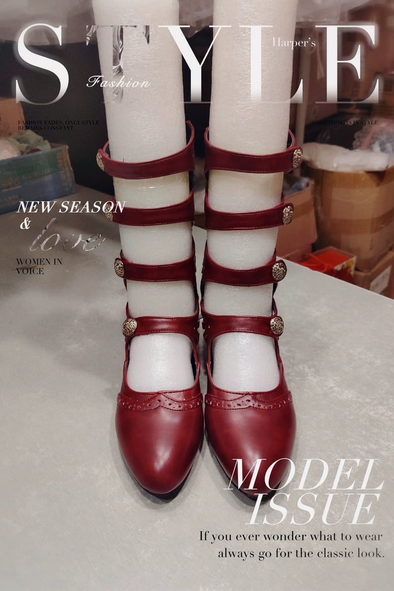 Sentaro - Floral Carved - Vintage Lolita Shoes Mary Jane Hollow-out Ankle Boots
