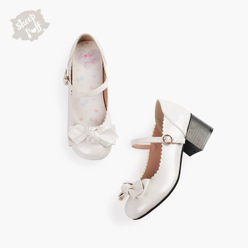 sheeppuff Rounded Bow Mary Jane Shoes
