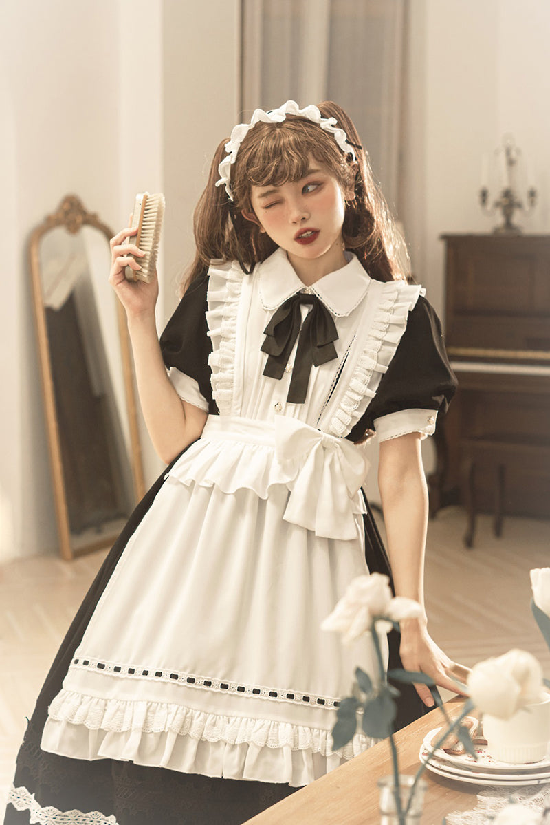 Your Princess - Maid Lolita Puff Sleeve Black Dress - OP Dress