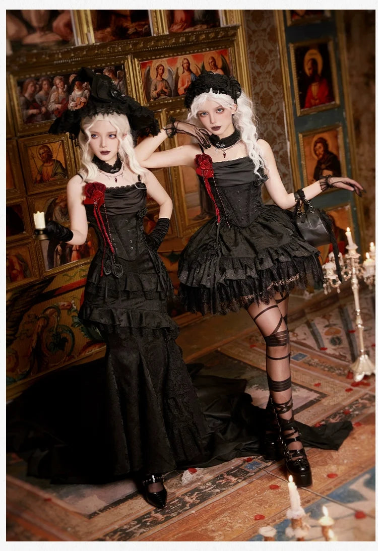 With PUJI - Twilight - Black Gothic Lolita Skirt Set, Witch-Inspired