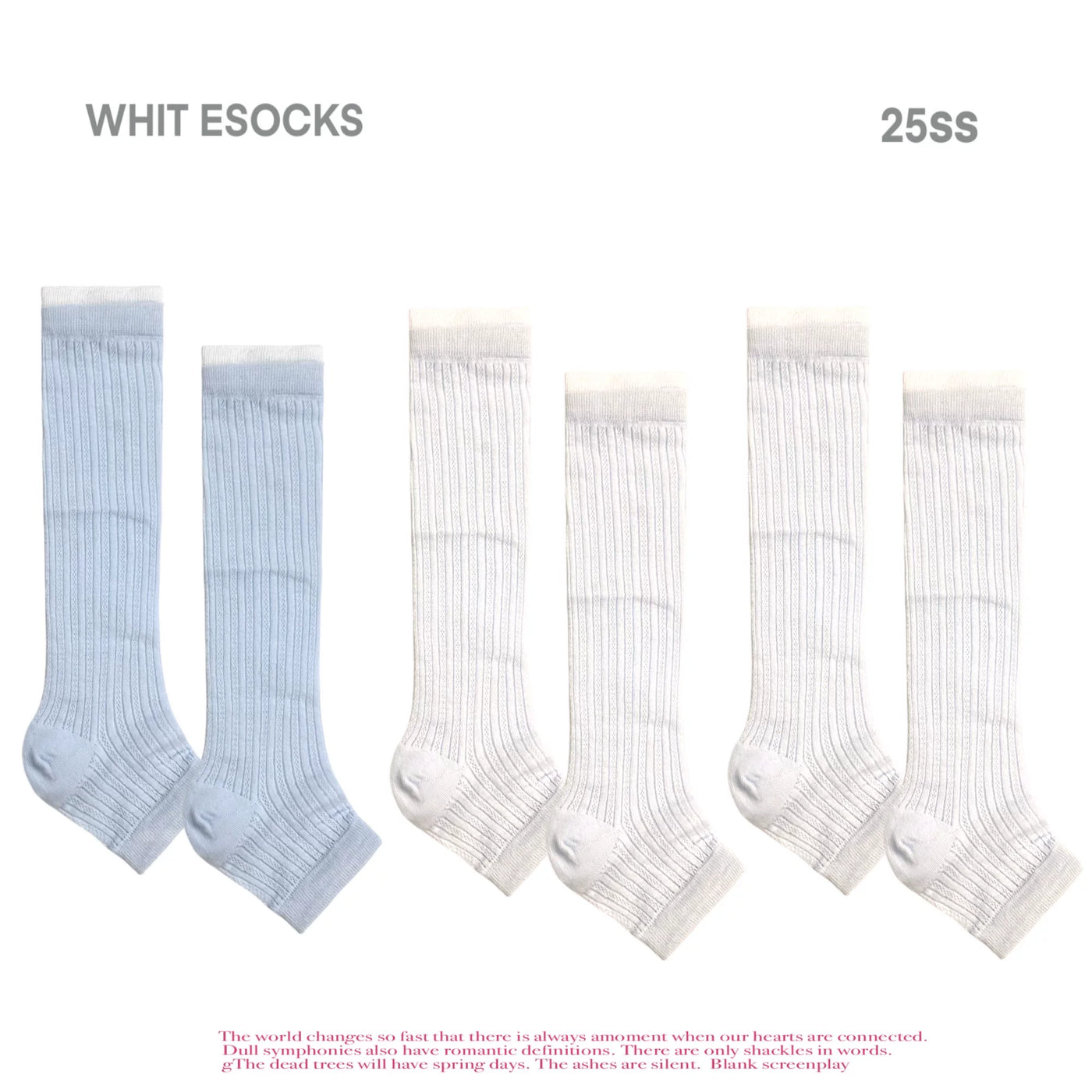 White Socks - Spliced Stripe - Striped Mid-Calf Socks with 2- and 3-Pair Sets