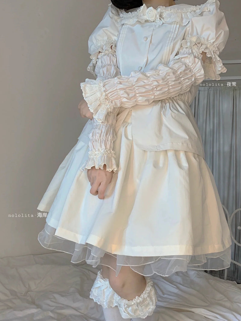 Nololita - Nightingale - Doll-Collar Blouse with Sleeve, Bow Tie and Lace Sock Options - option image