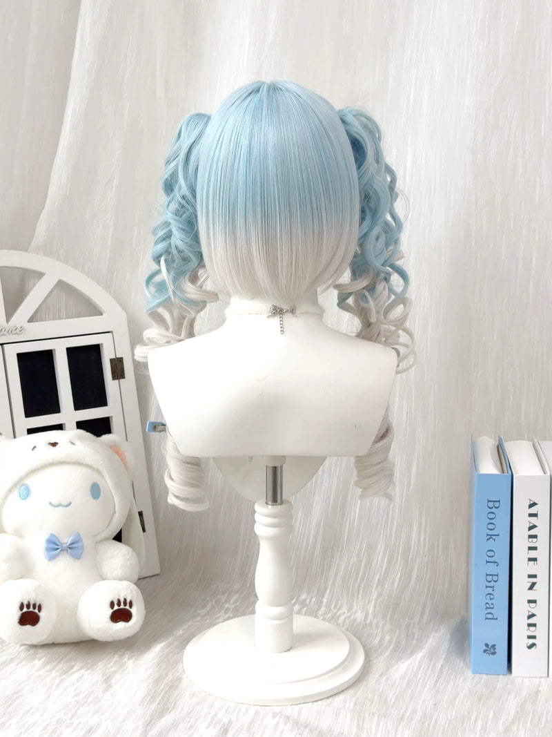 Kunkun Fish Sea Salt Dream blue-white twin-tail wig - view 3