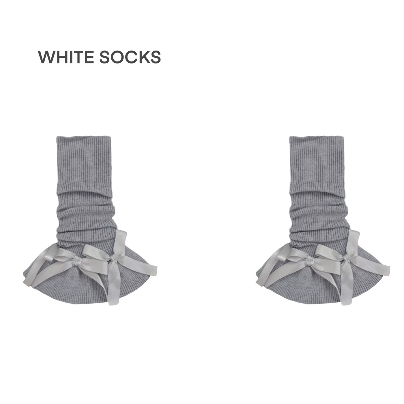 White Socks - Y2K Bow - Ruched Leg Warmers with Bow Details