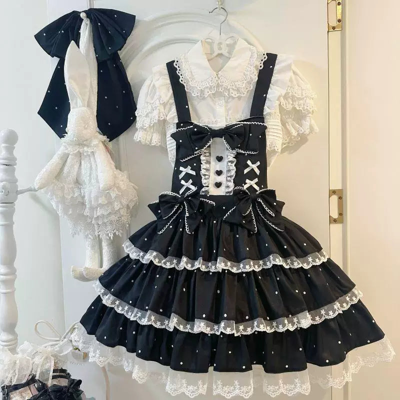 Sweetheart Dream Machine - Retro Cake Layers - JSK Dress with Polka Dots and Bow