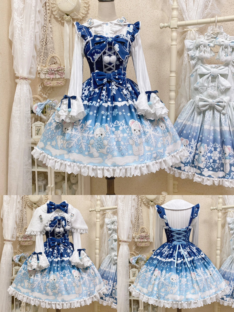 Snowflake Bear Lace-Trim Plush Lolita JSK — additional product view
