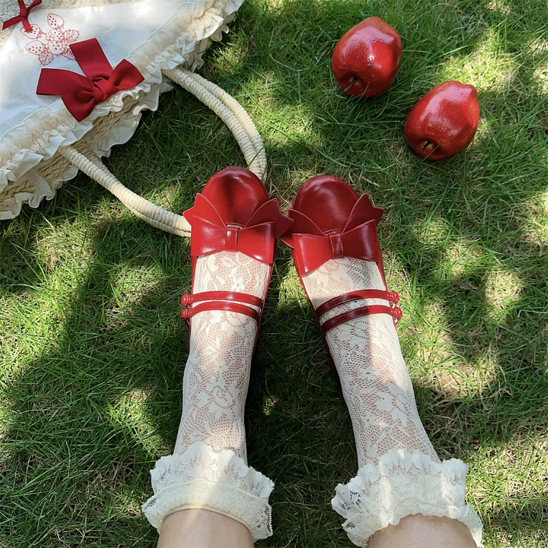 MODO Apple Candy Pointed-Toe Bow Lolita Shoes – design details – view 11
