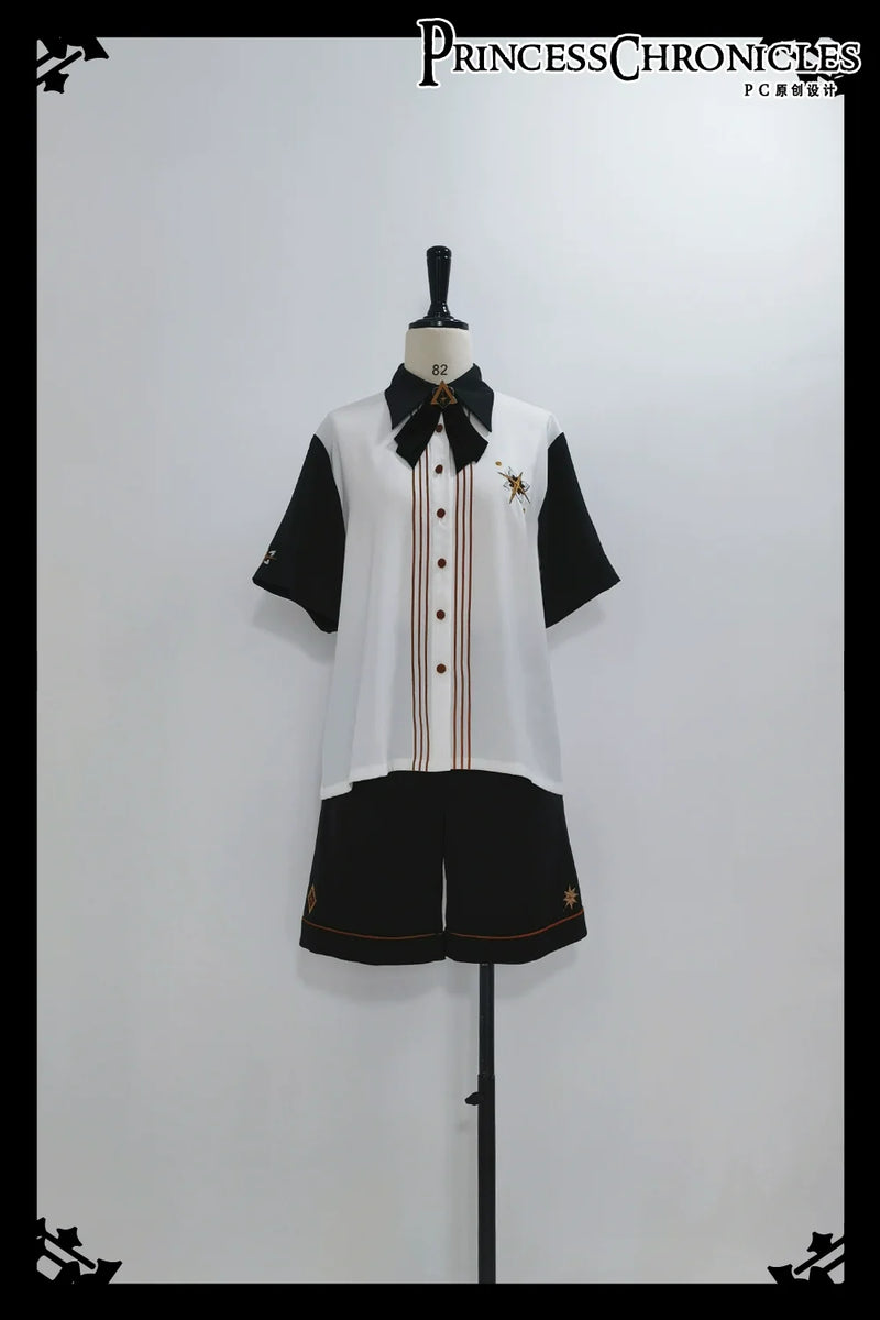 Princess Chronicles - Floral Intoxication - Retro Ouji Lolita Short Sleeve Shirt and Embroidered Shorts Set