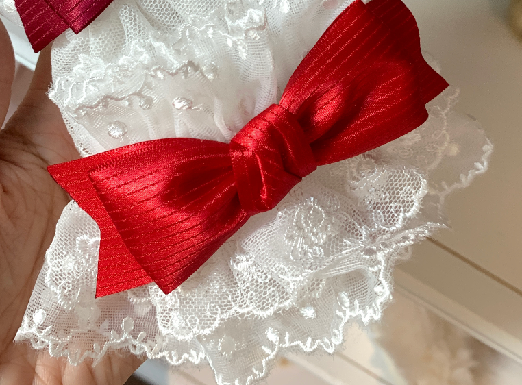 Roji Roji - Sweet Lolita Lace Bow Cuffs - Elastic Wrist Hand Accessory