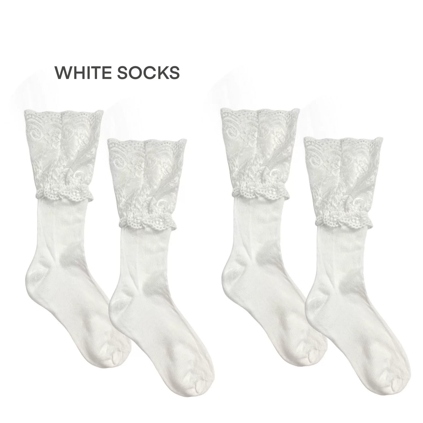 White Socks - Ballet Lace Panel - Short Socks with Lace Trim