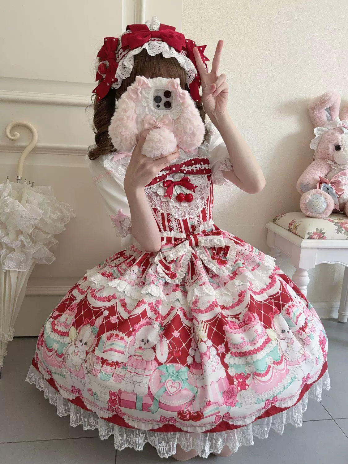 Sweetheart Dream Machine - Original Design - Red, Pink, Blue or Yellow JSK with Layered Lace