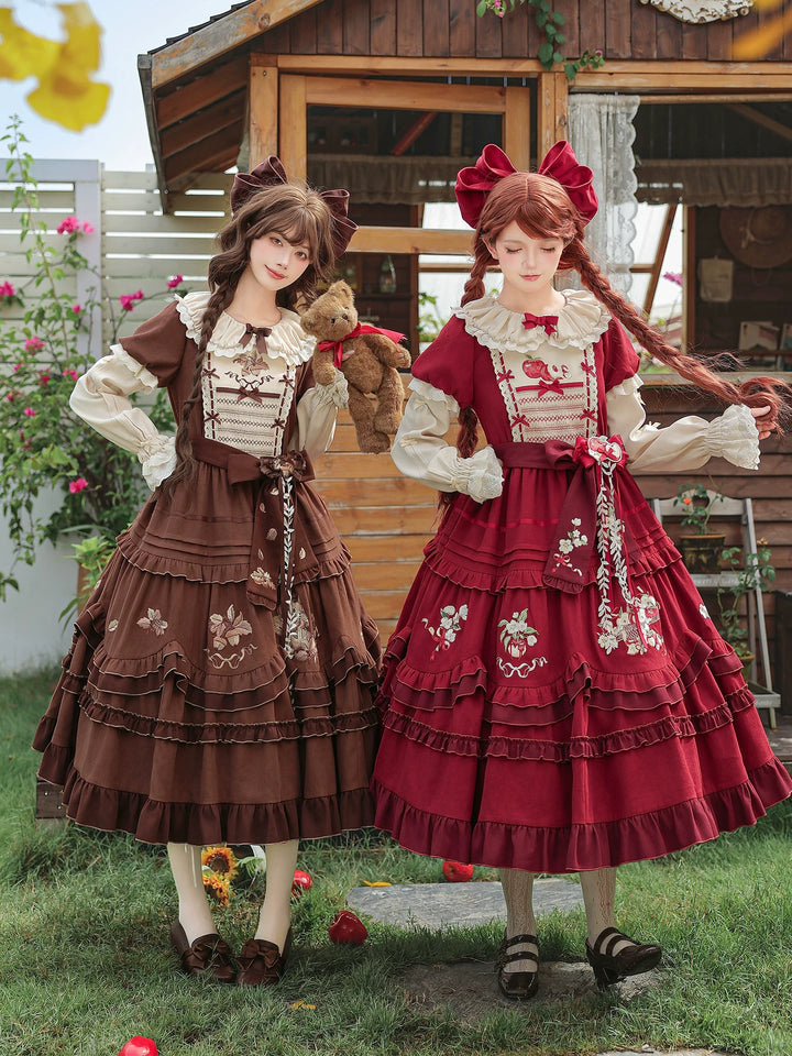With PUJI - Whispers - Lolita OP Dress, Embroidery & Full Skirt