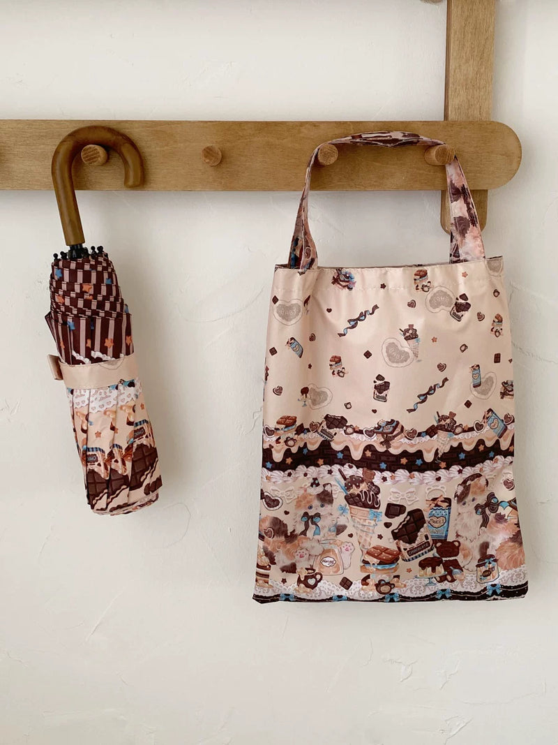 Independent Brand - Milk Coffee Calico Cat - Cat-Print Sun/Rain Umbrella