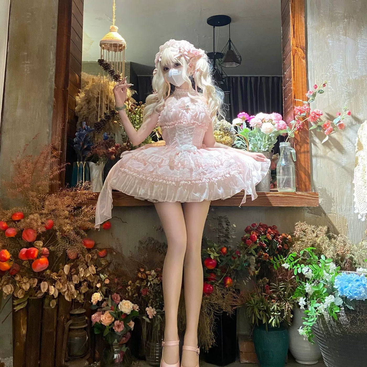 Sweetheart Dream Machine - Freesia Reverie - Halter neck OP dress with a heart detail