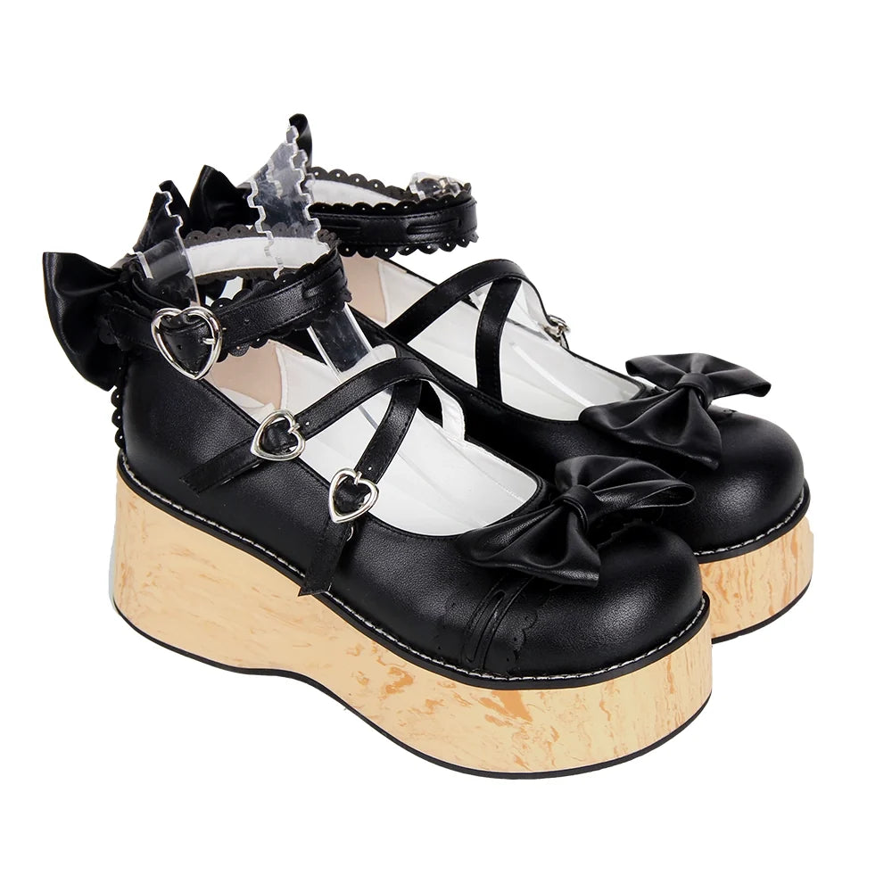 Angelic imprint - Princess Lolita Platform Shoes - Wood Grain Sole Shoes