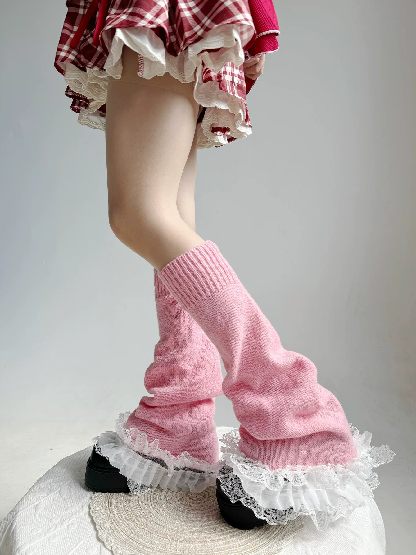 Fantasy Doll - Stacked Lace - Lace-Trimmed Leg Warmers with Ruffled Cuffs