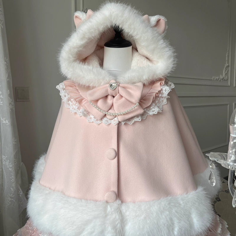 Rabbit Peach Cat-Ear Lolita Cape — Pink Cat Ears