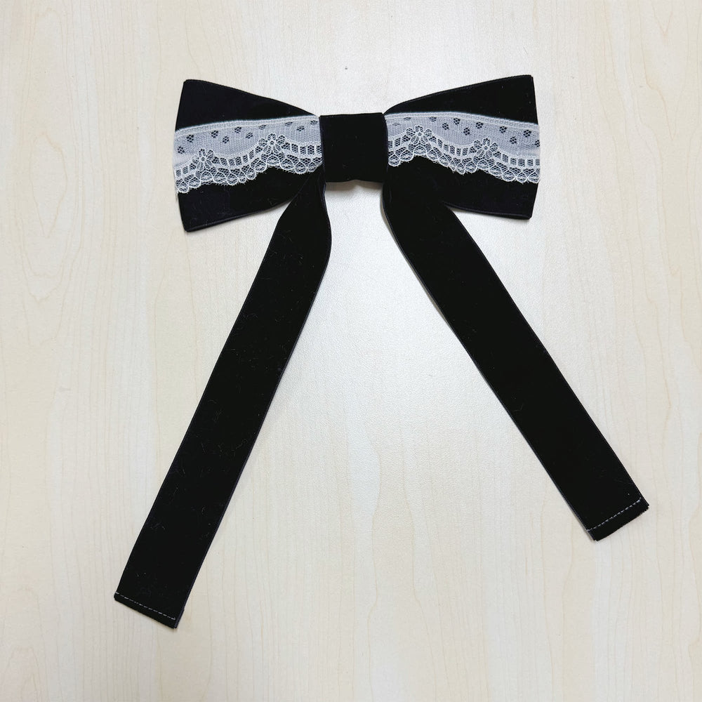 Ivory tiered tulle JSK with black ribbon accents
