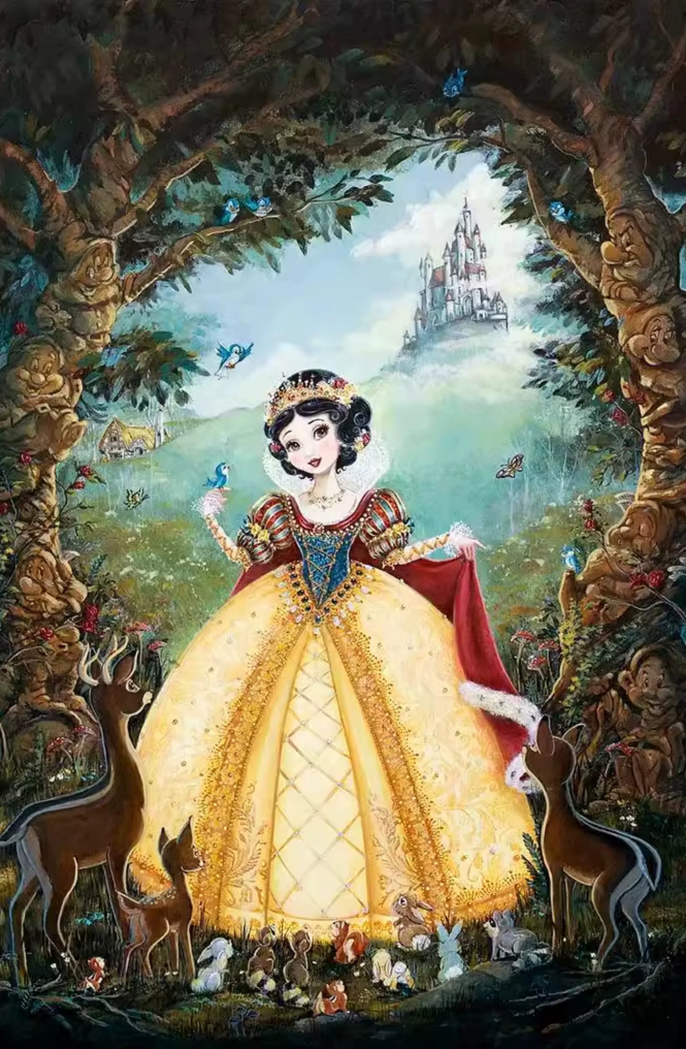 LACE GARDEN - Snow White Arrival - Royal Blue Dress Set with Puff Sleeves