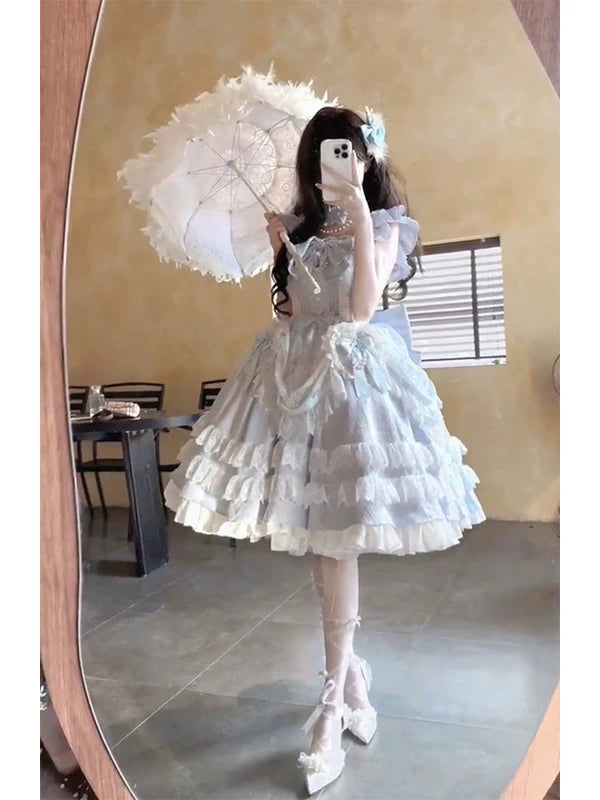 Creamy - Blue Doll-Inspired - Blue Skirt with Bow Train