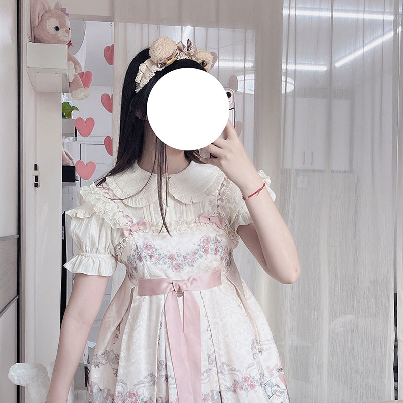 Sakurada Fawn - Plus Size Lolita Shirt Solid Color - Short Sleeve Blouse Innerwear