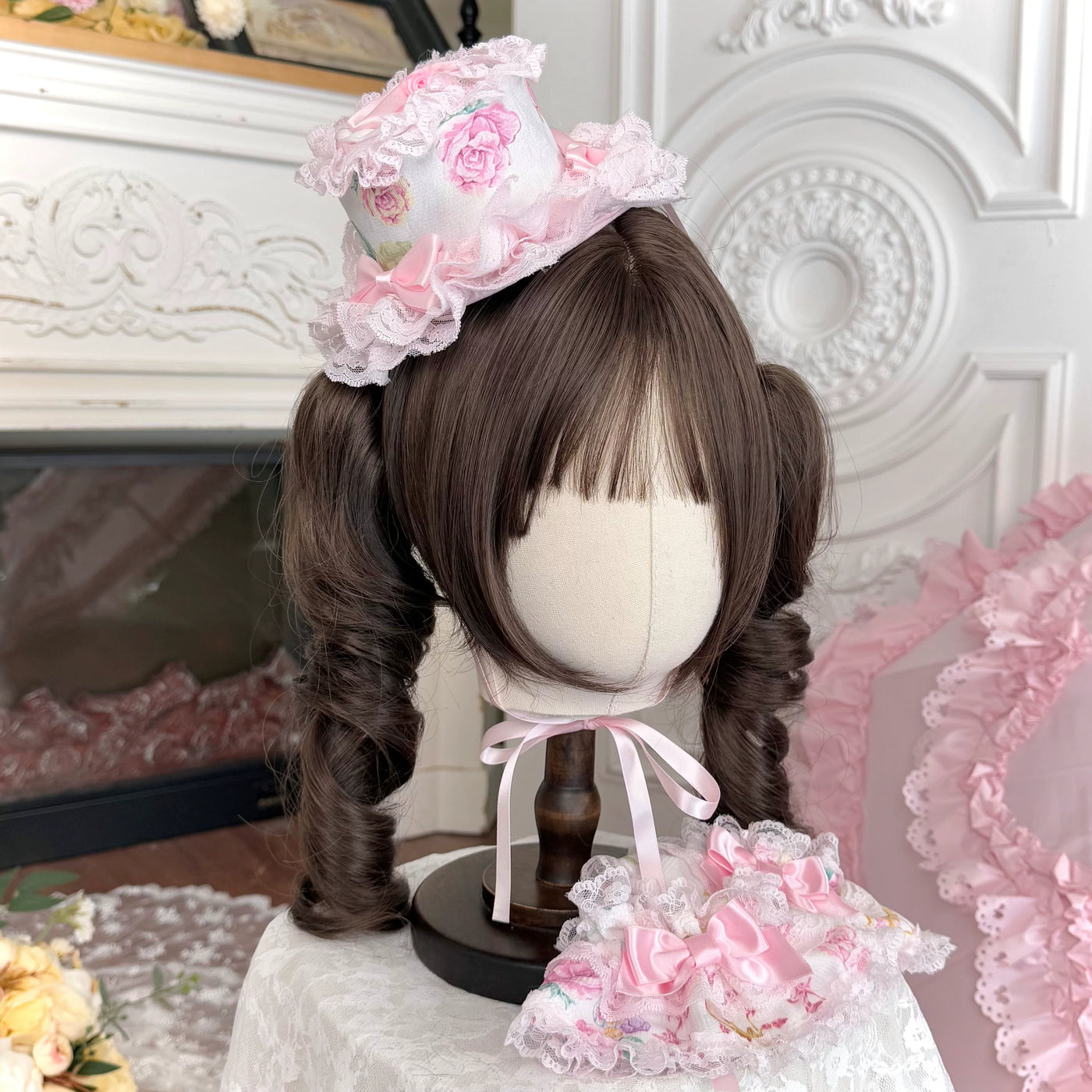 Tata Long Ear - Spring 2025 Floral Wall - Floral Print JSK Dress with Layered Lace Ruffles