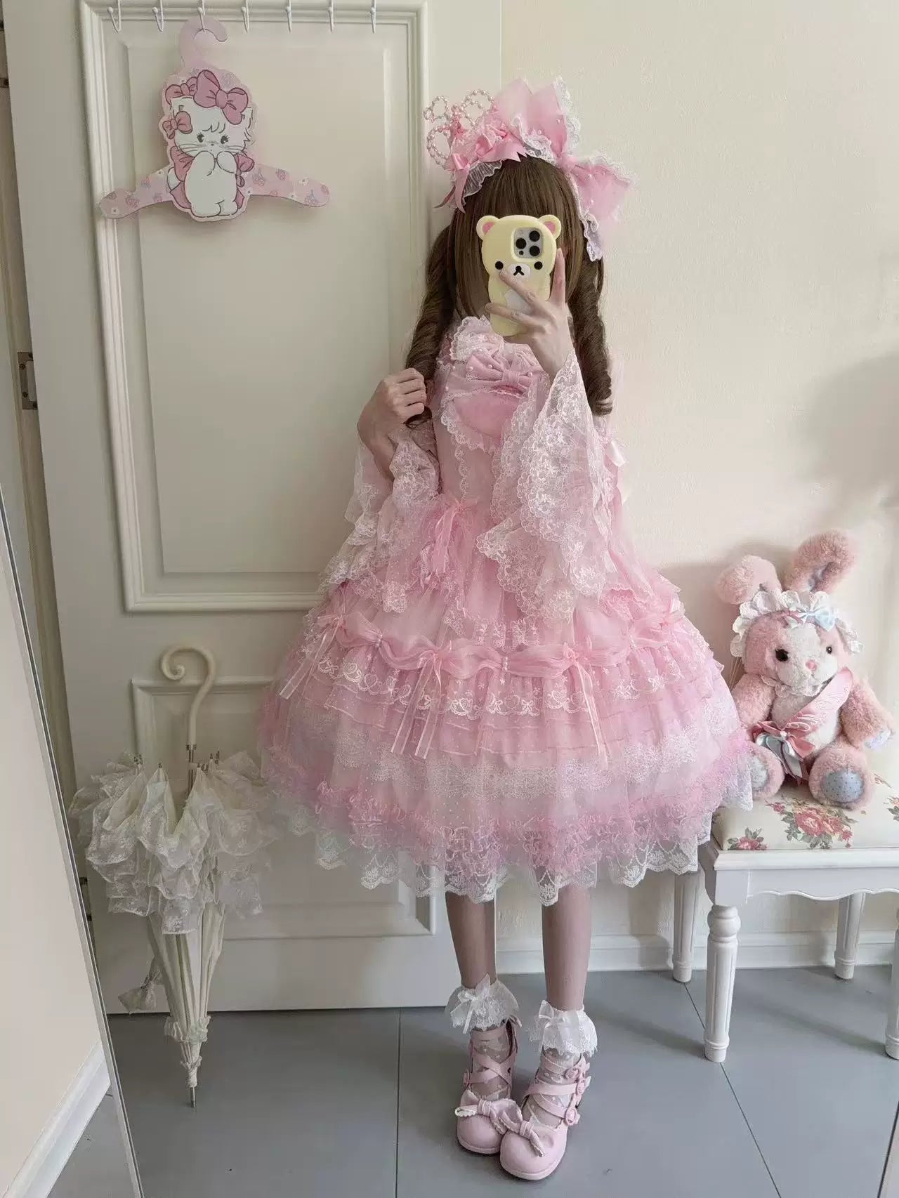 Sugar Girl - Sugar Knot - Sweet Lolita Chiffon JSK, Tiered Skirt, Doll-Like
