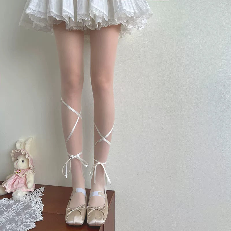 Sock Noble - Bare-Leg Ribbon - Sheer Stockings with Satin Ribbon Ties