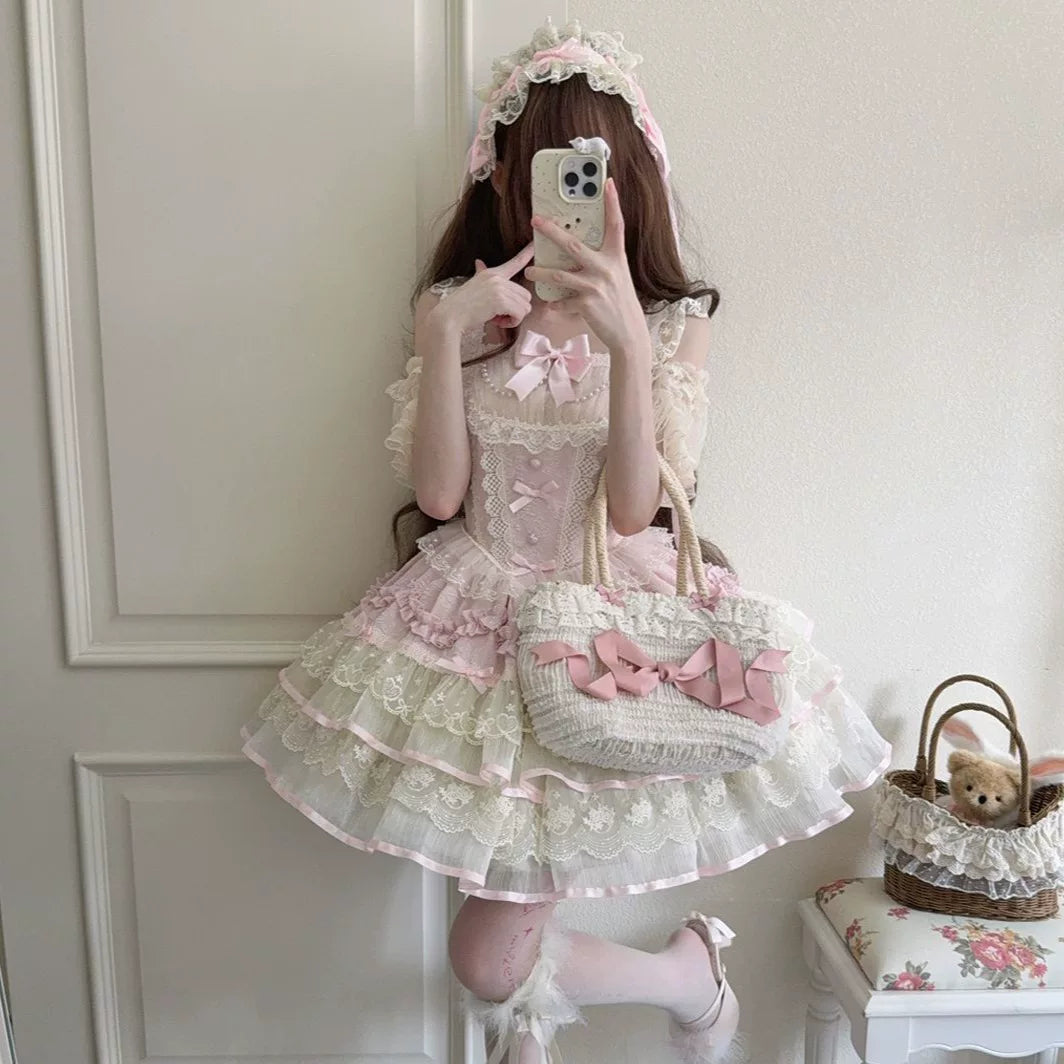 Lady Han Ballet Dream Lolita JSK dress featuring a pastel ballet-inspired design with ruffles and bow details.
