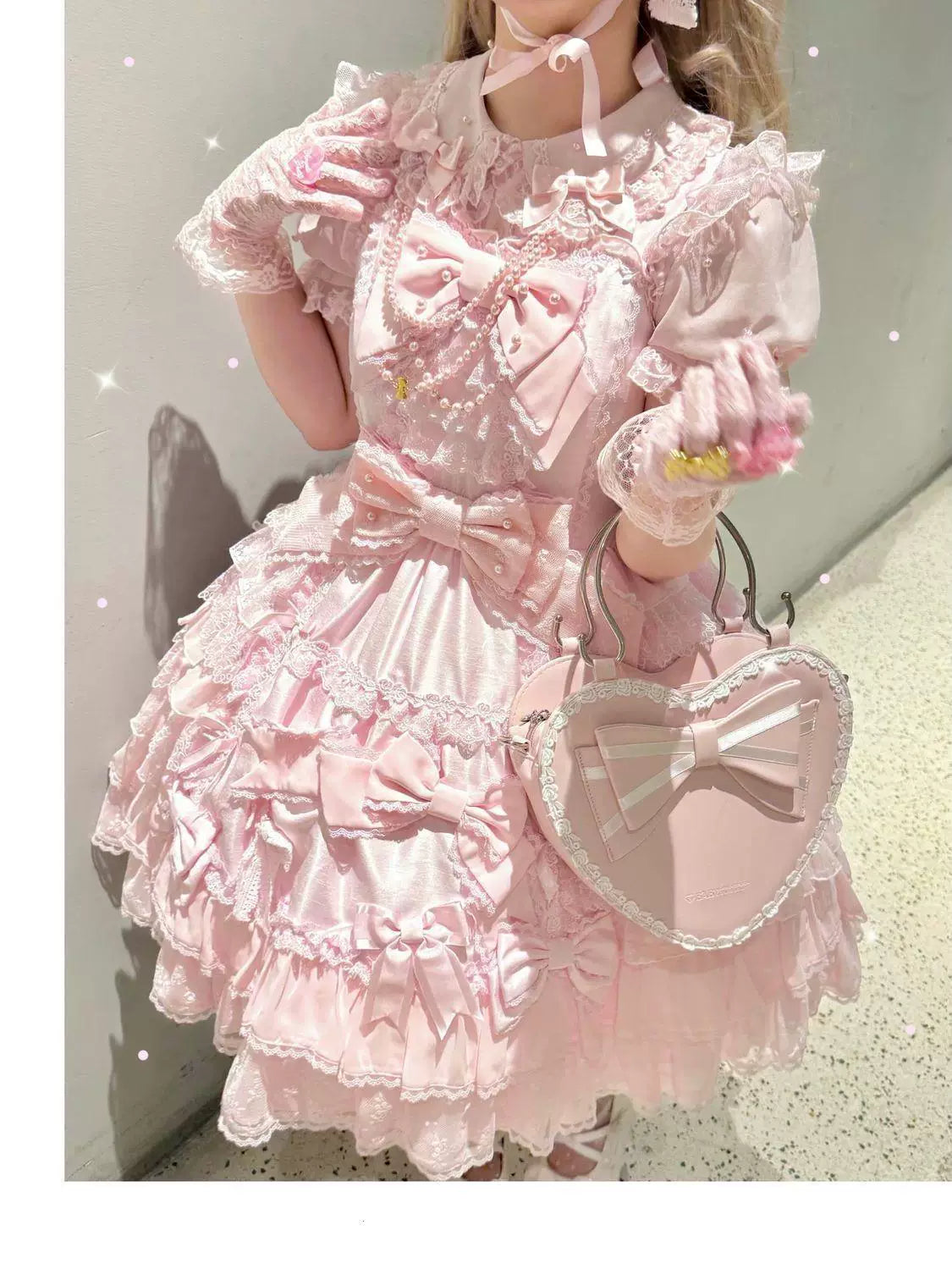 Sweetheart Dream Machine - Icy Translucent Pearl - Chiffon Blouse with Pearl Details