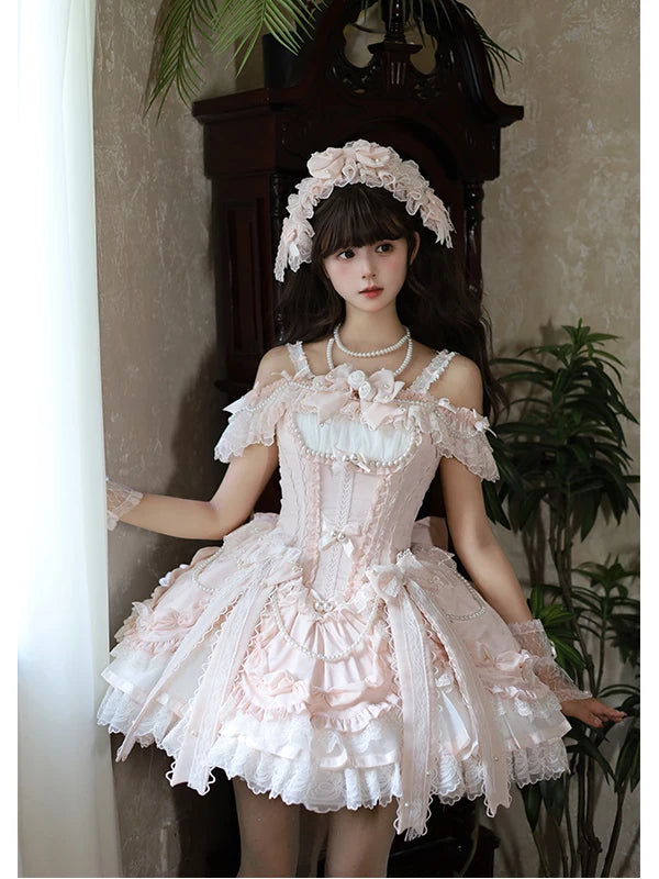 Creamy - Pink Ballet Princess - Pink JSK Dress Set with Large Train