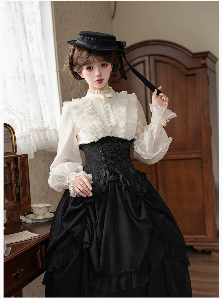 With PUJI - Miss Laura - Versatile Classic Lolita Blouse, Lattern Sleeves