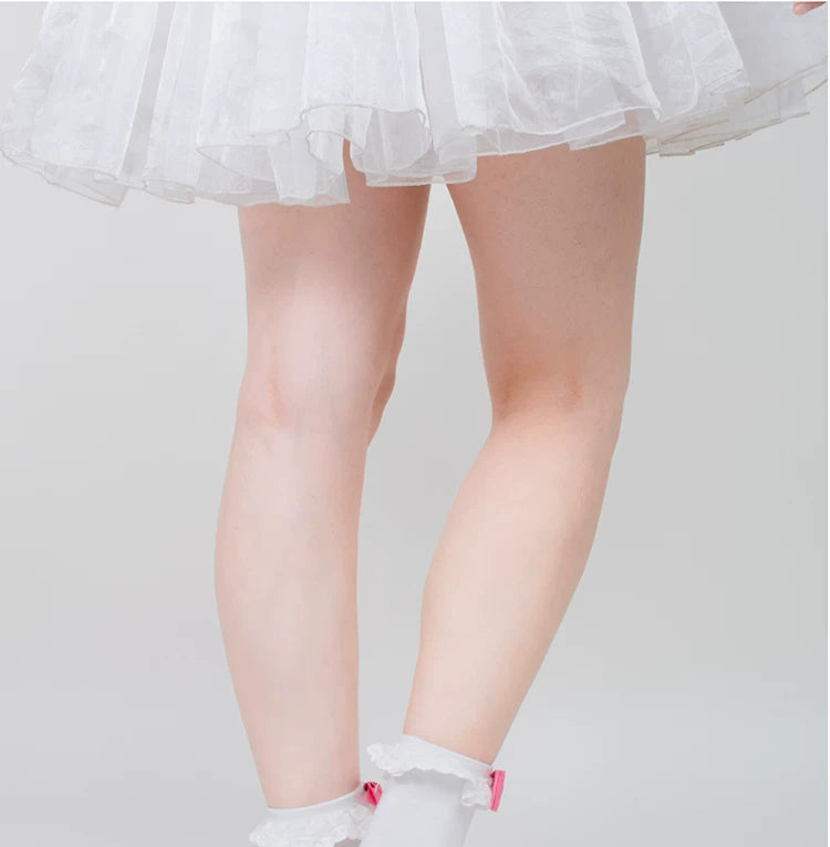 roji roji - Doll Bow - Lace-Trimmed Bow Socks