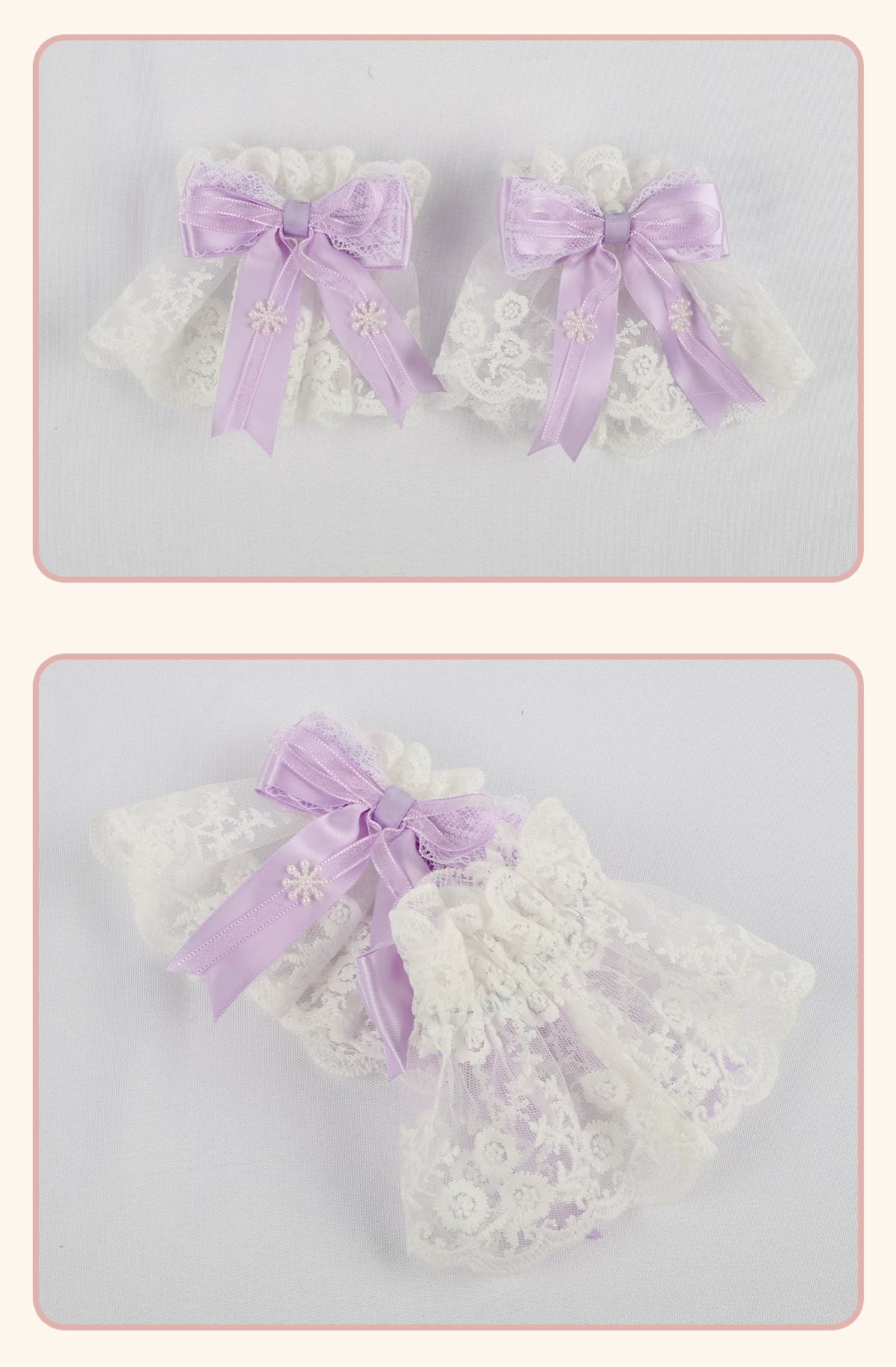 Stardust Rose - Taro Bridal - Purple Floral Headwear and Hand-Sleeve Options with Bows