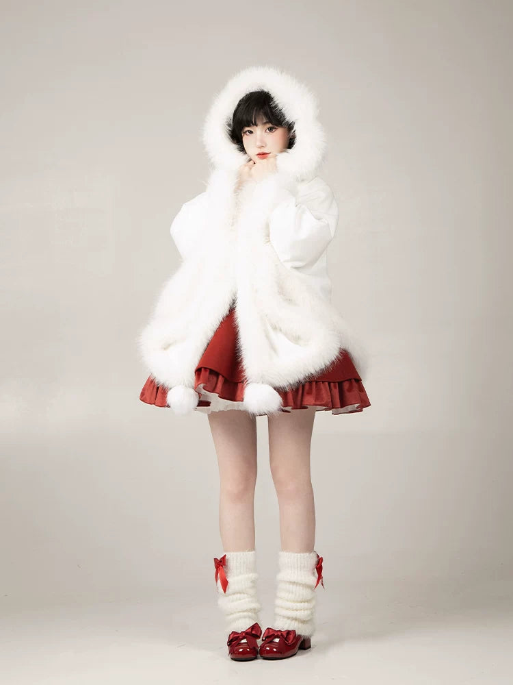With PUJI - Guihua Cape - Gothic Lolita Cape, Plush Texture detail view 4