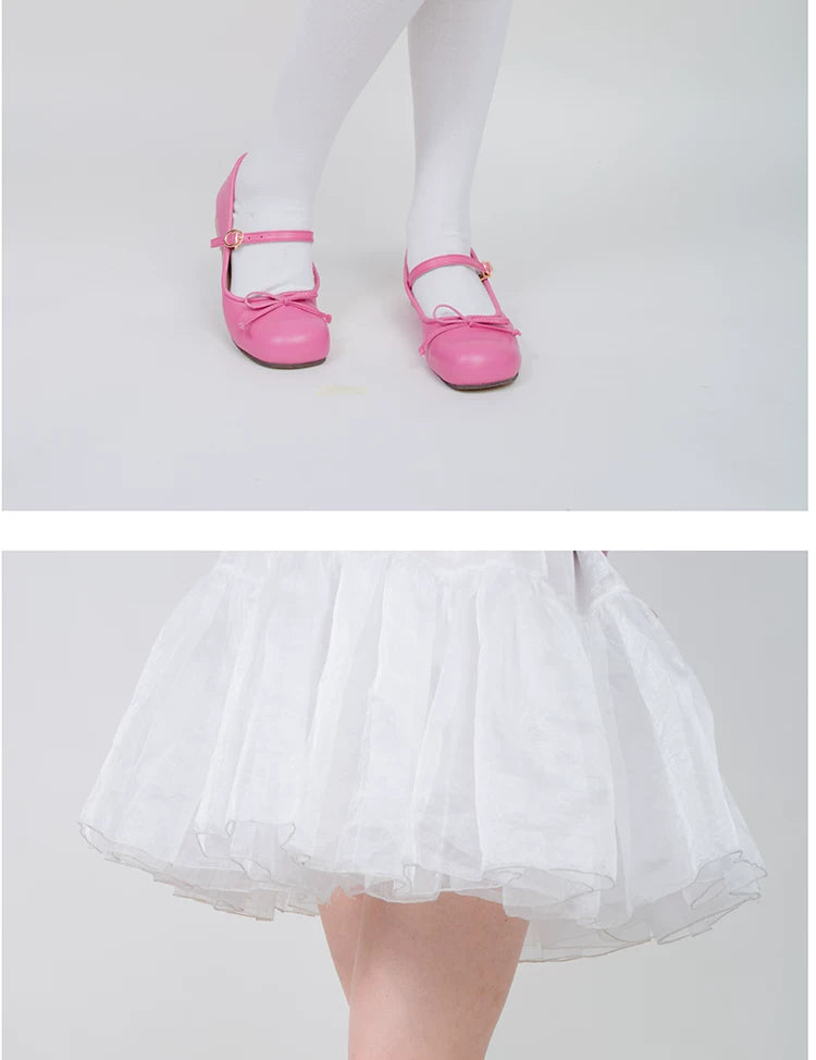 roji roji - Doll Bow Lace - Black or Pink Lace-Trimmed Socks in Three Lengths