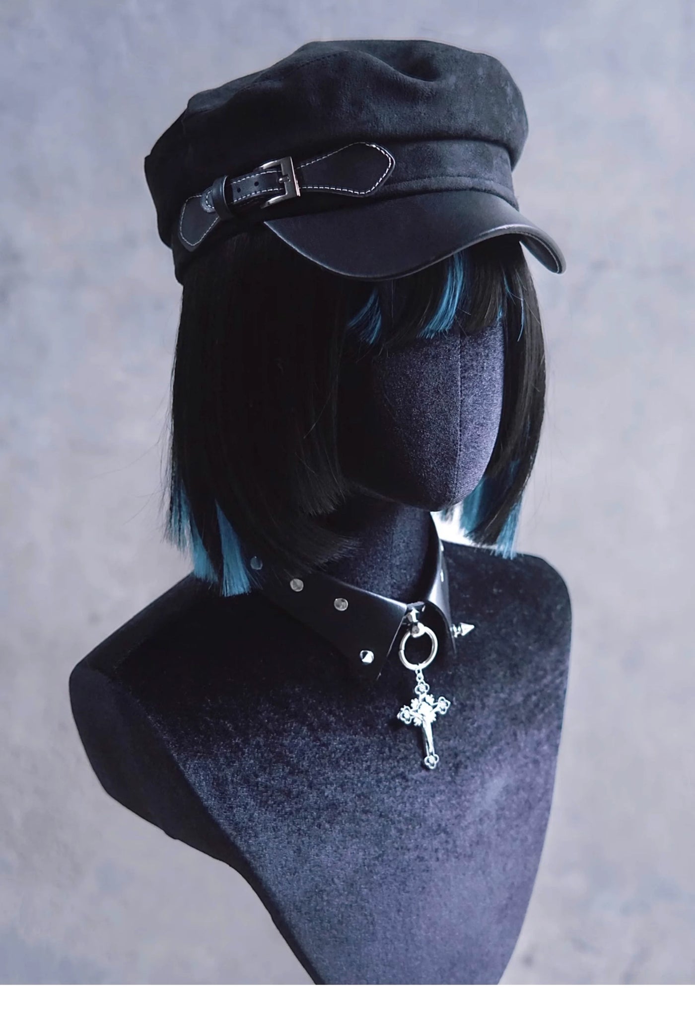 Strange Sugar - Gothic Lolita Hat Leather Buckle - Lolita Newsboy Hat Headwear