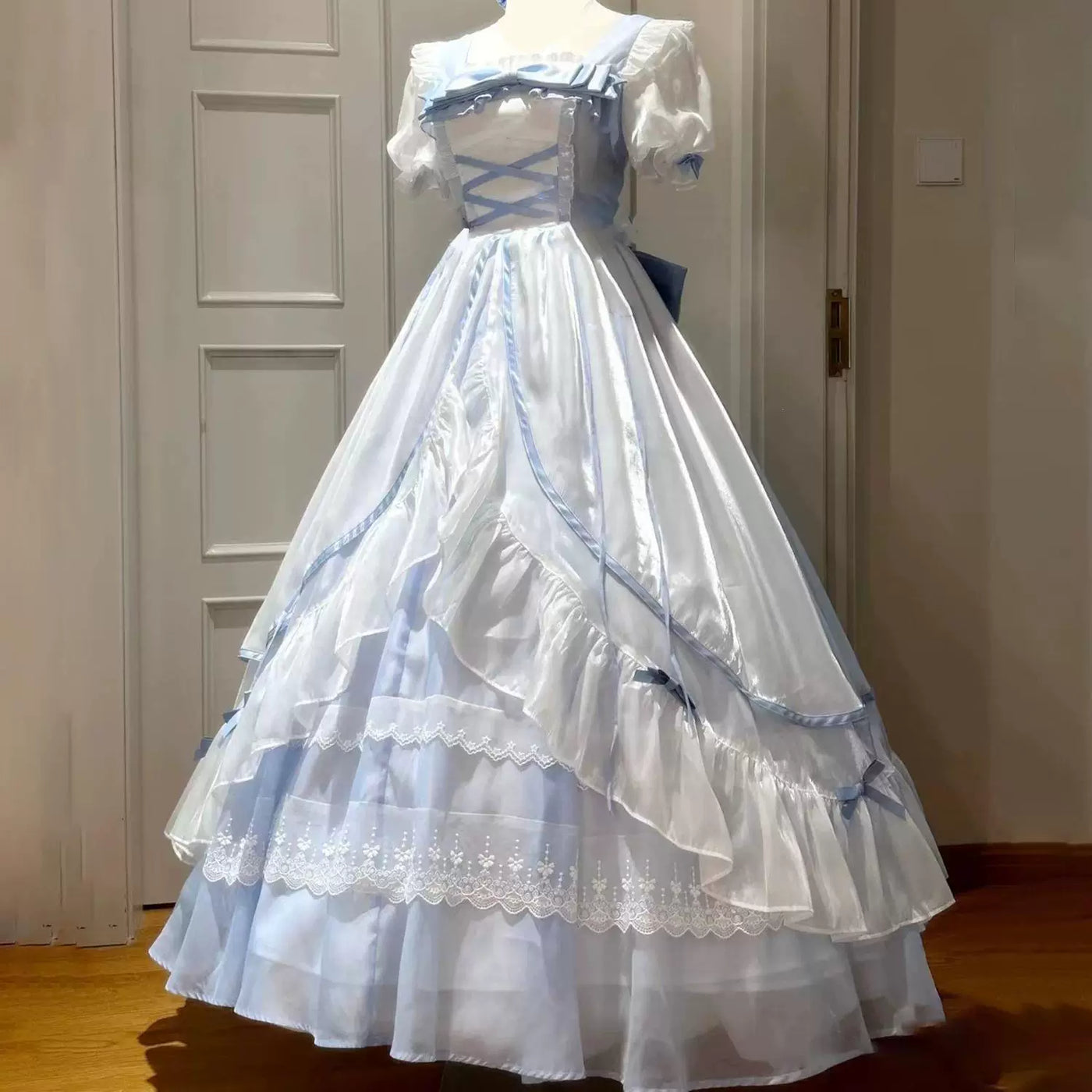 Sweetheart Dream Machine - Bridal Princess - Long Lolita Dress with Tiered Ruffles