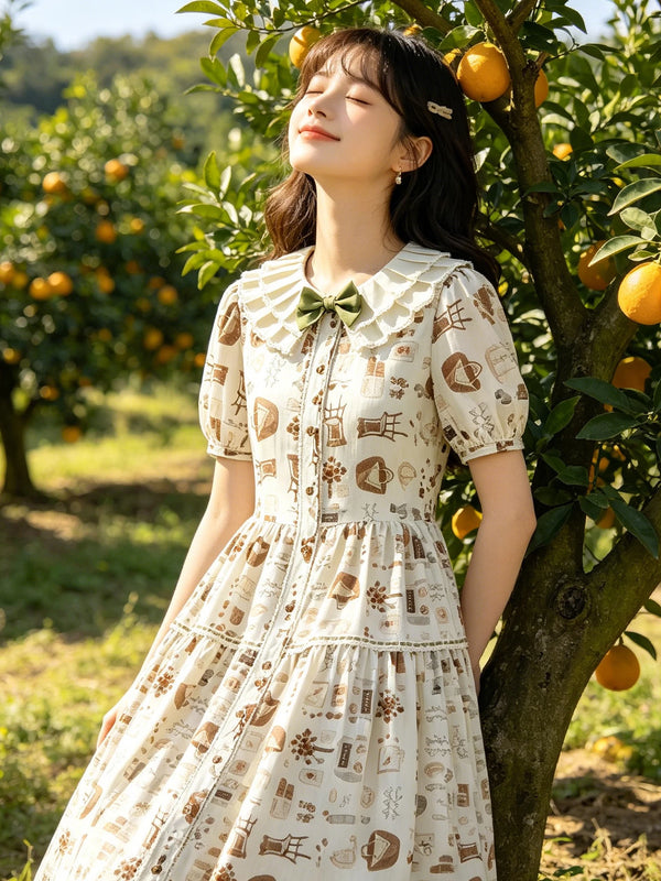 Yueele - Meadow Button Front - Plus-Size Sweet Lolita OP Dress - front view