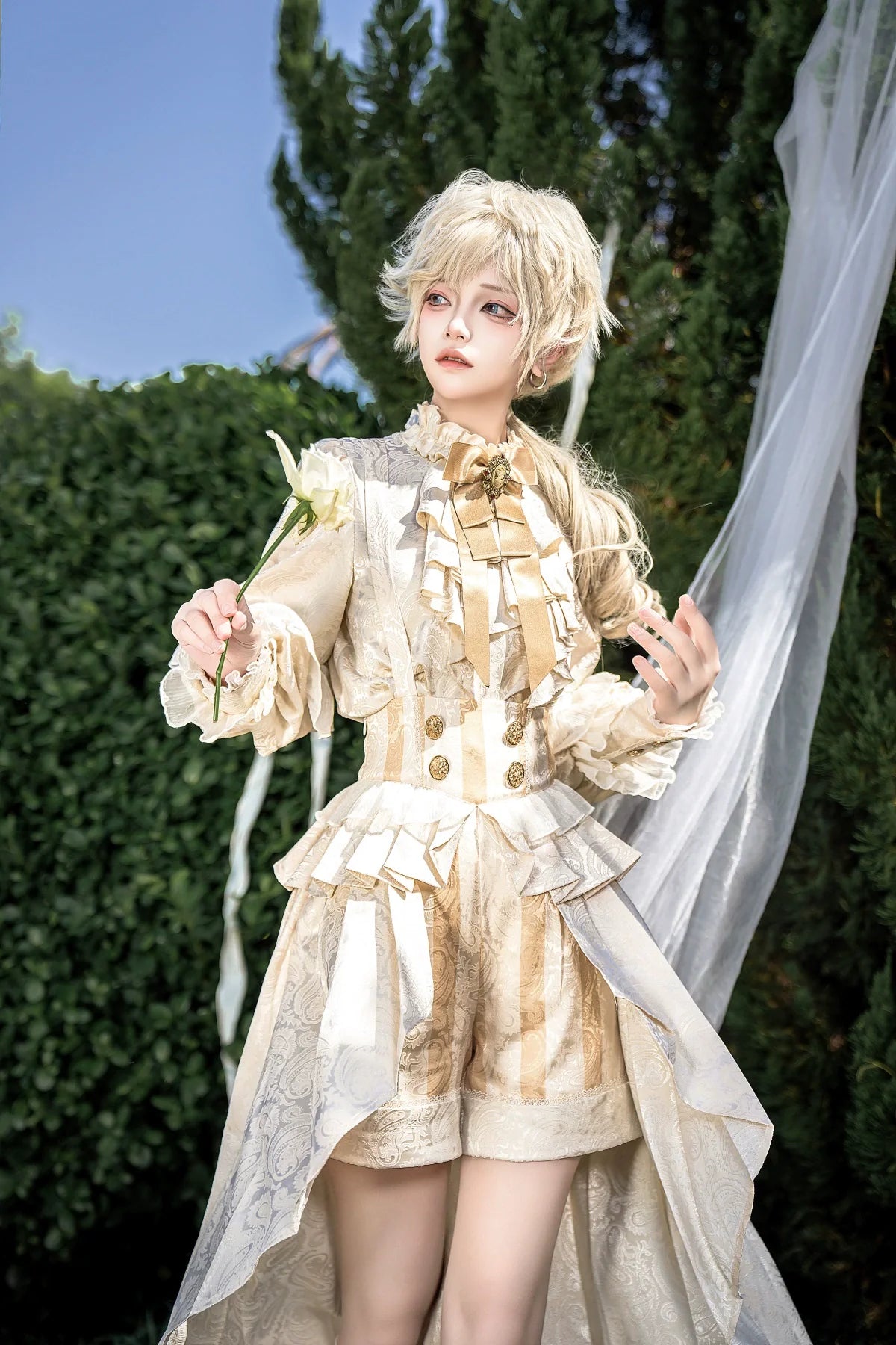 Designer's Gift - Ouji Lolita Suspender Shorts & - Jacquard Shirt Innerwear