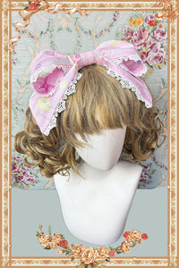 Infanta - Macaron Dolly House - Two-Tier Cotton JSK - Individual Item / Headbow - Pink / One Size