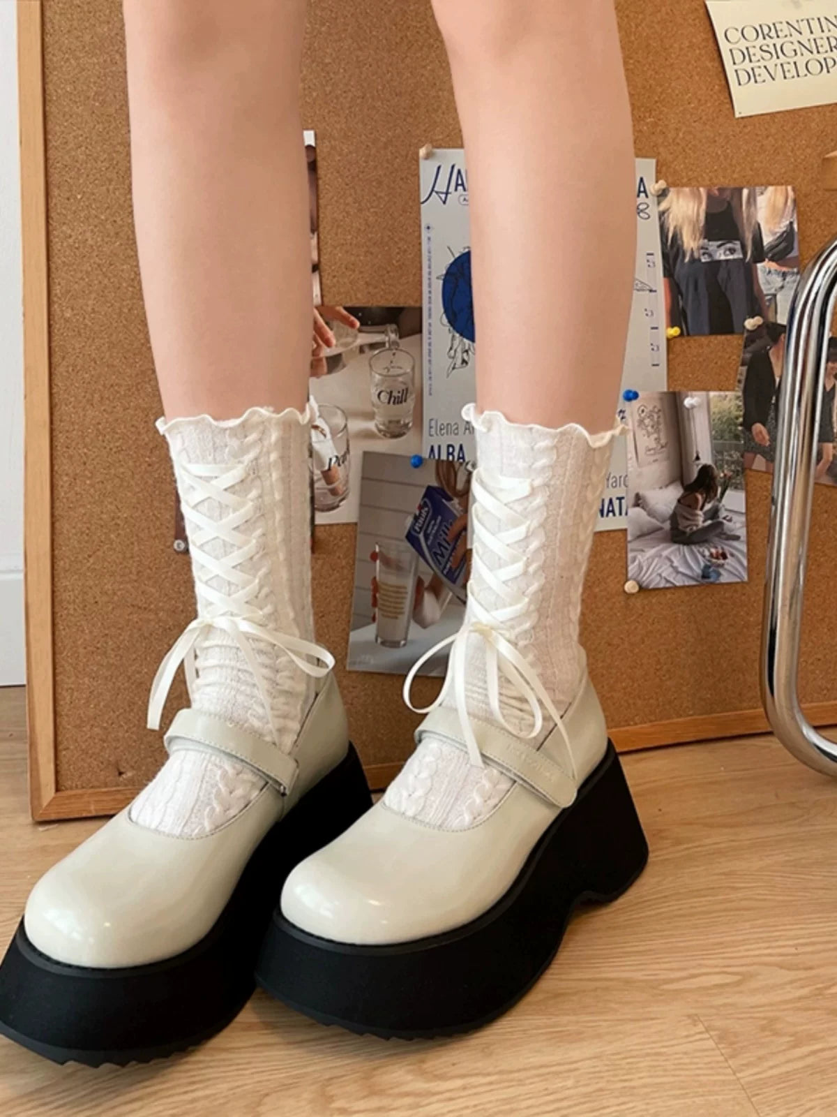 Sock Noble - Lace-Up Ballet - Slouch Socks with Side Lacing