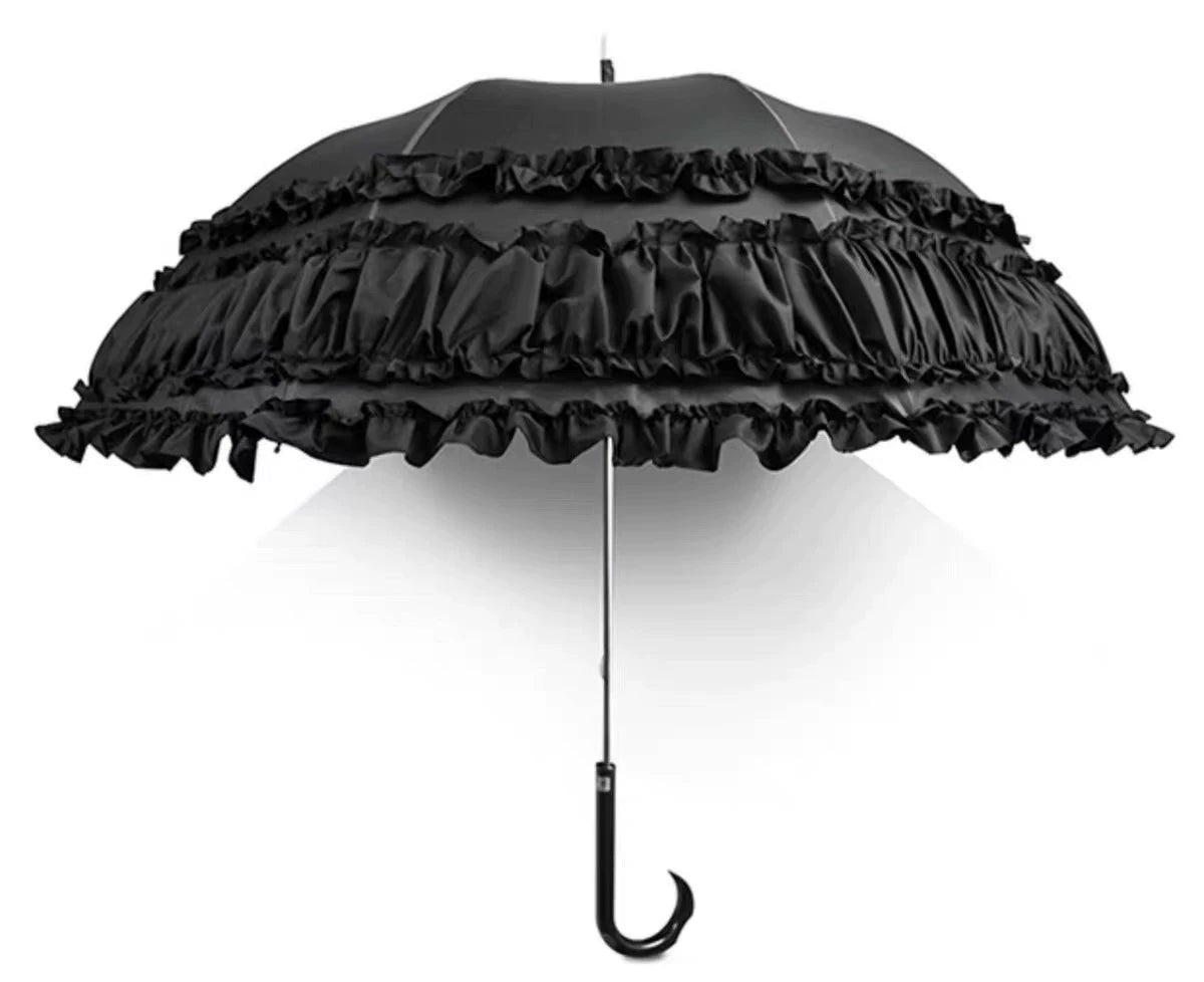 Independent Brand - Lace Parasol Collection - Ruffled Lace Parasol with Decorative Handle