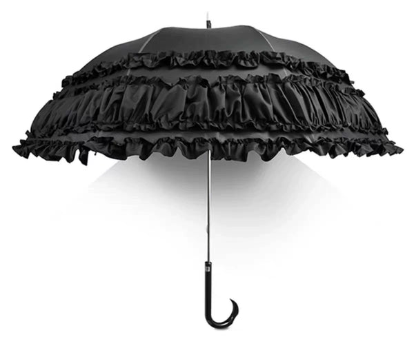 Independent Brand - Lace Parasol Collection - Ruffled Lace Parasol with Decorative Handle