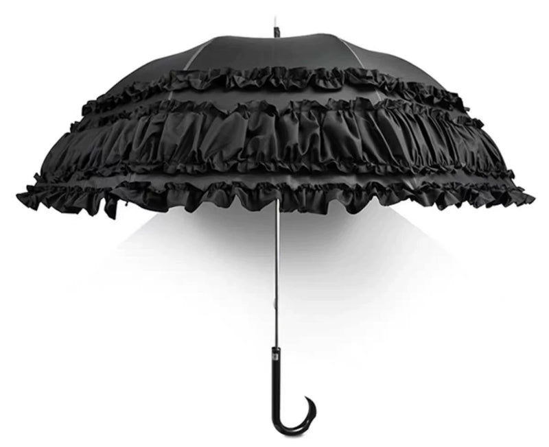 Independent Brand - Lace Parasol Collection - Ruffled Lace Parasol with Decorative Handle