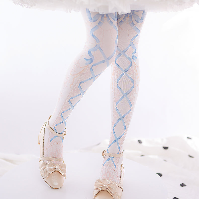 Roji Roji - 120D Velvet Sweet Lolita Printed - Tights Socks
