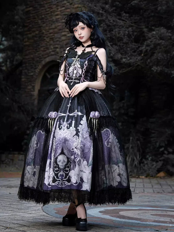 Your Princess - Withered Bone Specter - Skirt suit with cross, skull, and skeleton-hand details - full outfit styling view