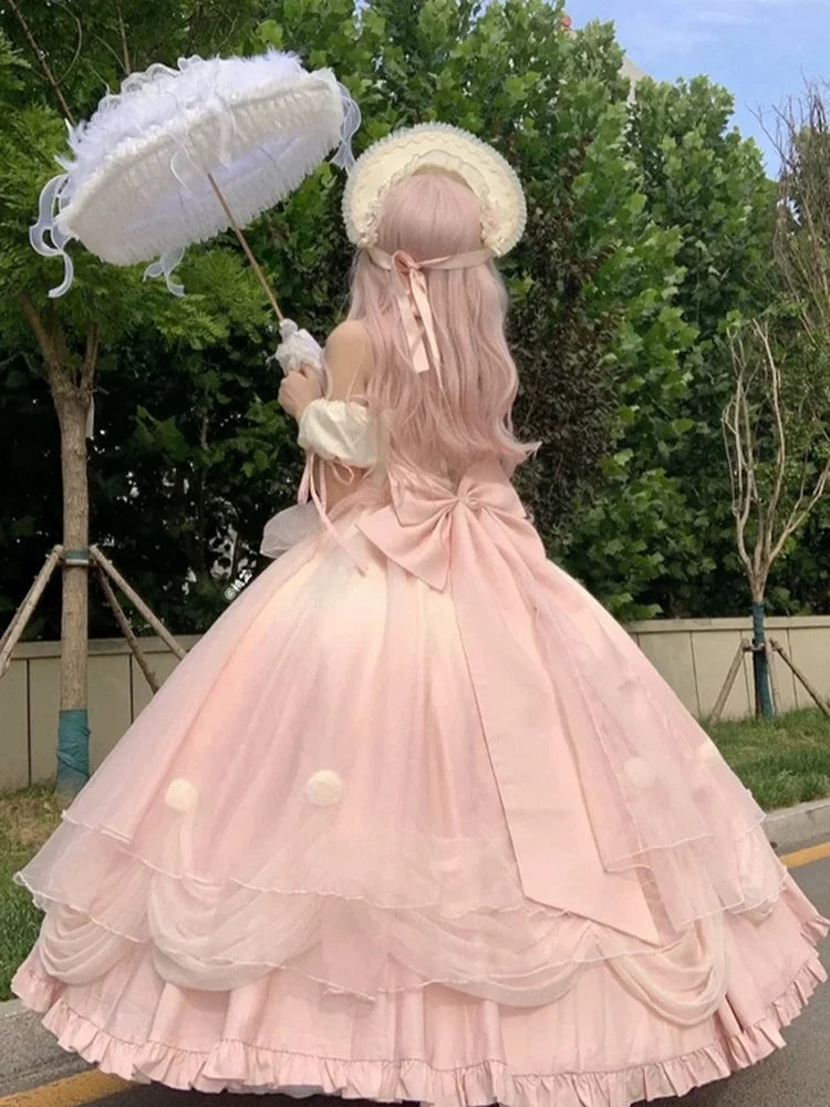 Emoji Dream - True Love's Kiss Lolita OP - Gradient pink off-shoulder