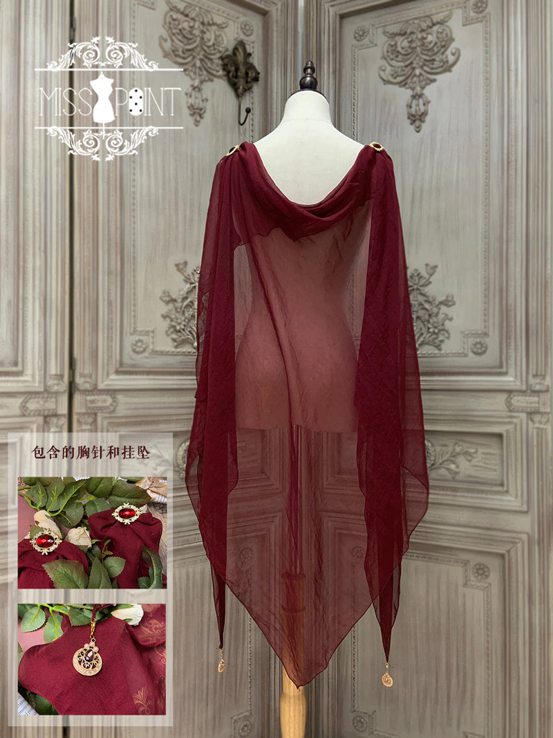 Dusk Bester - Egyptian Lolita Brooch Waistband Shawl red large shawl